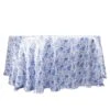 120" Floral Satin Round Tablecloth Wedding Party Table Linens - White With Blue