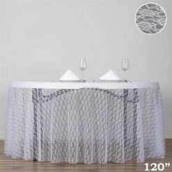 120" Floral Lace Polyester Round Tablecloth