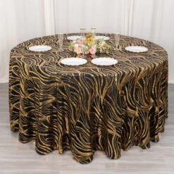 120" Mesh Round Tablecloth With Wavy Embroidered Sequins -Optimal Home Decoration 120 mesh round tablecloth with wavy embroidered sequins 30899610845247