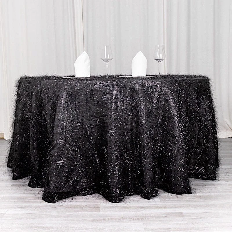 120" Polyester Round Tablecloth With Metallic Tinsel 7 120" Polyester Round Tablecloth With Metallic Tinsel - Image 5