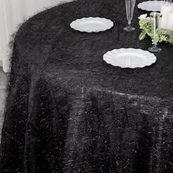 120" Polyester Round Tablecloth With Metallic Tinsel 27 120" Polyester Round Tablecloth With Metallic Tinsel -Optimal Home Decoration 120 polyester rectangular tablecloth with metallic tinsel 30949759975487