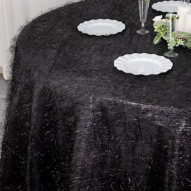 120" Polyester Round Tablecloth With Metallic Tinsel 8 120" Polyester Round Tablecloth With Metallic Tinsel - Image 6