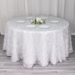 120" Polyester Round Tablecloth With Metallic Tinsel 41 120" Polyester Round Tablecloth With Metallic Tinsel -Optimal Home Decoration 120 polyester rectangular tablecloth with metallic tinsel 30949760204863