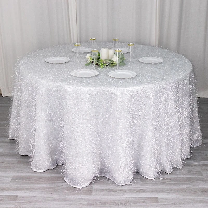 120" Polyester Round Tablecloth With Metallic Tinsel 22 120" Polyester Round Tablecloth With Metallic Tinsel - Image 20