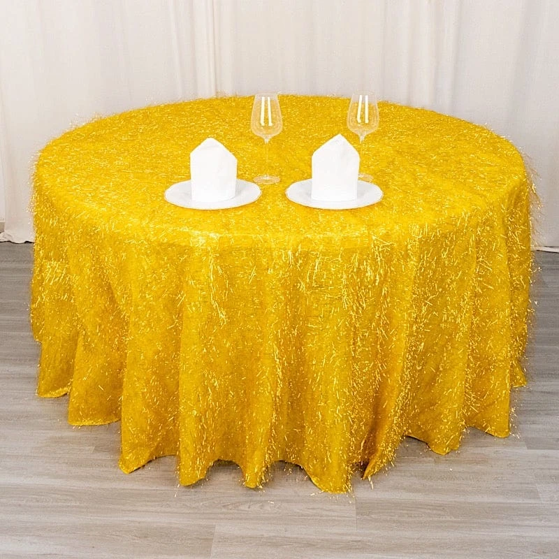 120" Polyester Round Tablecloth With Metallic Tinsel 14 120" Polyester Round Tablecloth With Metallic Tinsel - Image 12