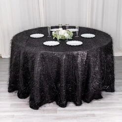 120" Polyester Round Tablecloth With Metallic Tinsel 24 120" Polyester Round Tablecloth With Metallic Tinsel -Optimal Home Decoration 120 polyester rectangular tablecloth with metallic tinsel 30949760434239