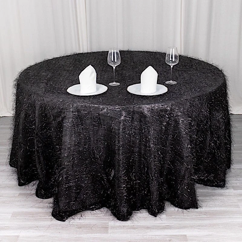 120" Polyester Round Tablecloth With Metallic Tinsel 4 120" Polyester Round Tablecloth With Metallic Tinsel - Image 2