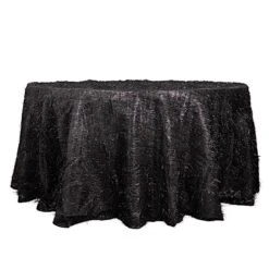 120" Polyester Round Tablecloth With Metallic Tinsel