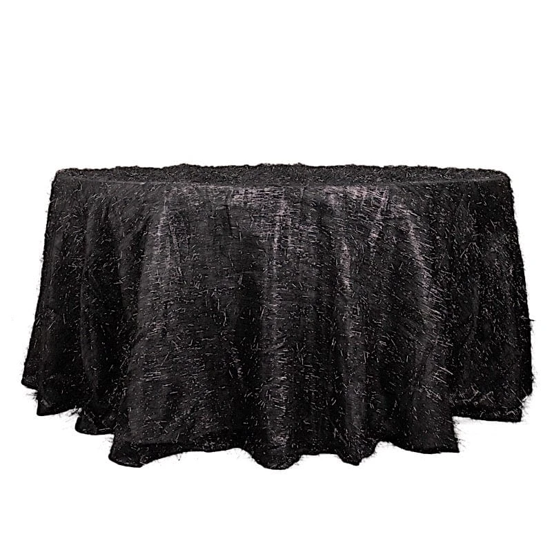 120" Polyester Round Tablecloth With Metallic Tinsel 3 120" Polyester Round Tablecloth With Metallic Tinsel