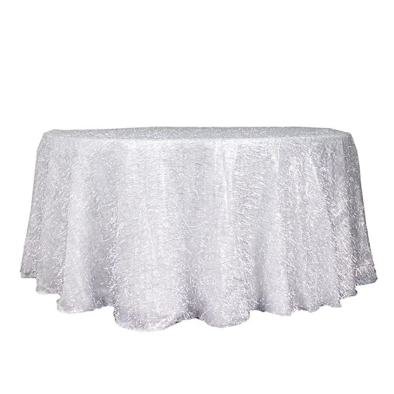 120" Polyester Round Tablecloth With Metallic Tinsel 21 120" Polyester Round Tablecloth With Metallic Tinsel - Image 19