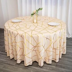 120" Polyester Round Tablecloth With Metallic Geometric Pattern -Optimal Home Decoration 120 polyester round tablecloth with metallic geometric pattern 28955700527167