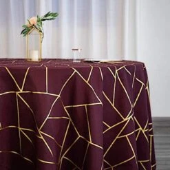 120" Polyester Round Tablecloth With Metallic Geometric Pattern -Optimal Home Decoration 120 polyester round tablecloth with metallic geometric pattern 28955700822079