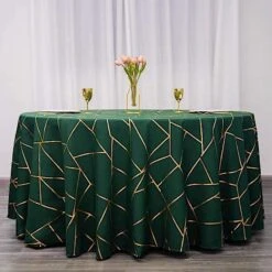 120" Polyester Round Tablecloth With Metallic Geometric Pattern -Optimal Home Decoration 120 polyester round tablecloth with metallic geometric pattern 28955701051455
