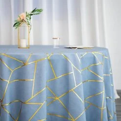 120" Polyester Round Tablecloth With Metallic Geometric Pattern -Optimal Home Decoration 120 polyester round tablecloth with metallic geometric pattern 28955702100031