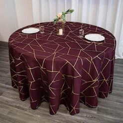 120" Polyester Round Tablecloth With Metallic Geometric Pattern -Optimal Home Decoration 120 polyester round tablecloth with metallic geometric pattern 28955704033343