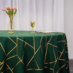 120" Polyester Round Tablecloth With Metallic Geometric Pattern -Optimal Home Decoration 120 polyester round tablecloth with metallic geometric pattern 28955704459327