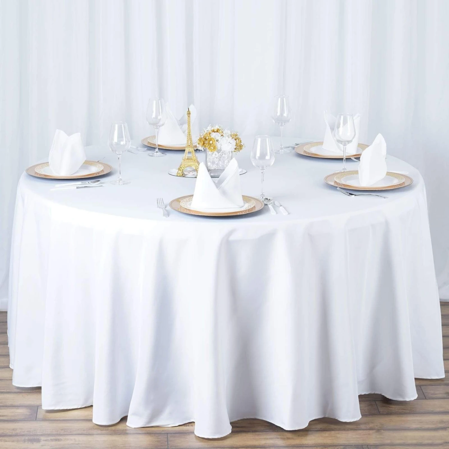 120" Premium Polyester Round Tablecloth Wedding Table Linens 9 120" Premium Polyester Round Tablecloth Wedding Table Linens - Image 7