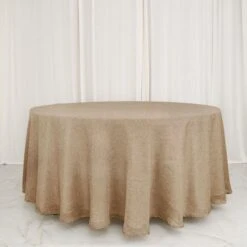 120" Round Faux Burlap Tablecloth - Natural 19 120" Round Faux Burlap Tablecloth - Natural -Optimal Home Decoration 120 round faux burlap polyester tablecloth natural tab jute03 120 nat 29129064906815