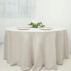 120" Round Premium Faux Burlap Polyester Tablecloth 25 120" Round Premium Faux Burlap Polyester Tablecloth -Optimal Home Decoration 120 round premium faux burlap polyester tablecloth 28965818269759