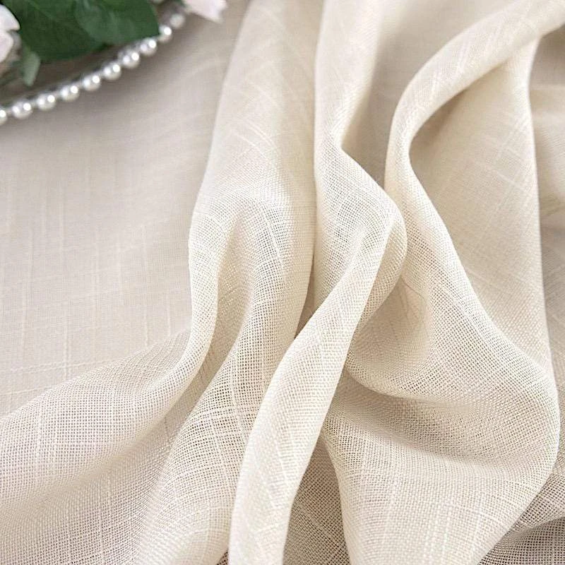 120" Round Premium Faux Burlap Polyester Tablecloth 8 120" Round Premium Faux Burlap Polyester Tablecloth - Image 6