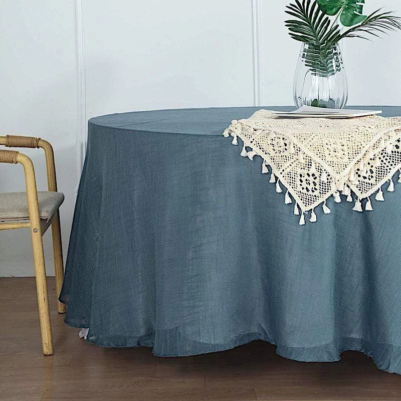 120" Round Premium Faux Burlap Polyester Tablecloth 17 120" Round Premium Faux Burlap Polyester Tablecloth - Image 15