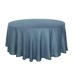 120" Round Premium Faux Burlap Polyester Tablecloth 31 120" Round Premium Faux Burlap Polyester Tablecloth -Optimal Home Decoration 120 round premium faux burlap polyester tablecloth tab jute02 120 blue 28965818466367