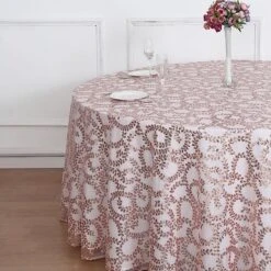 120" Sheer Tulle Round Tablecloth With Embroidered Sequins 25 120" Sheer Tulle Round Tablecloth With Embroidered Sequins -Optimal Home Decoration 120 sequin leaf embroidered seamless tulle round tablecloth 30906175324223