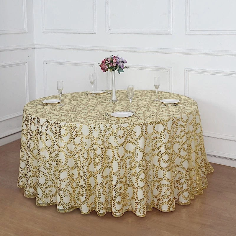 120" Sheer Tulle Round Tablecloth With Embroidered Sequins 17 120" Sheer Tulle Round Tablecloth With Embroidered Sequins - Image 15