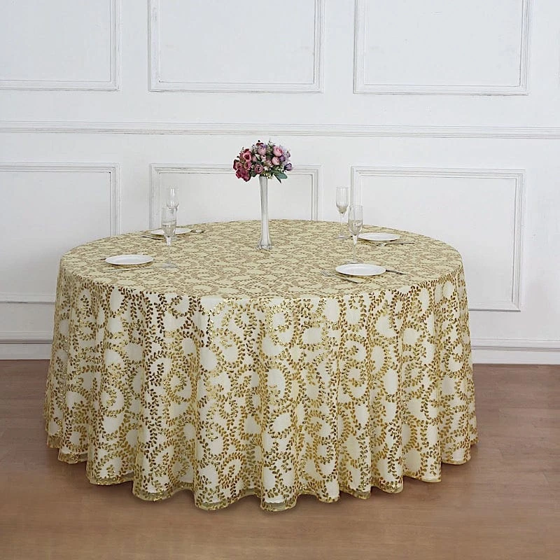 120" Sheer Tulle Round Tablecloth With Embroidered Sequins 13 120" Sheer Tulle Round Tablecloth With Embroidered Sequins - Image 11