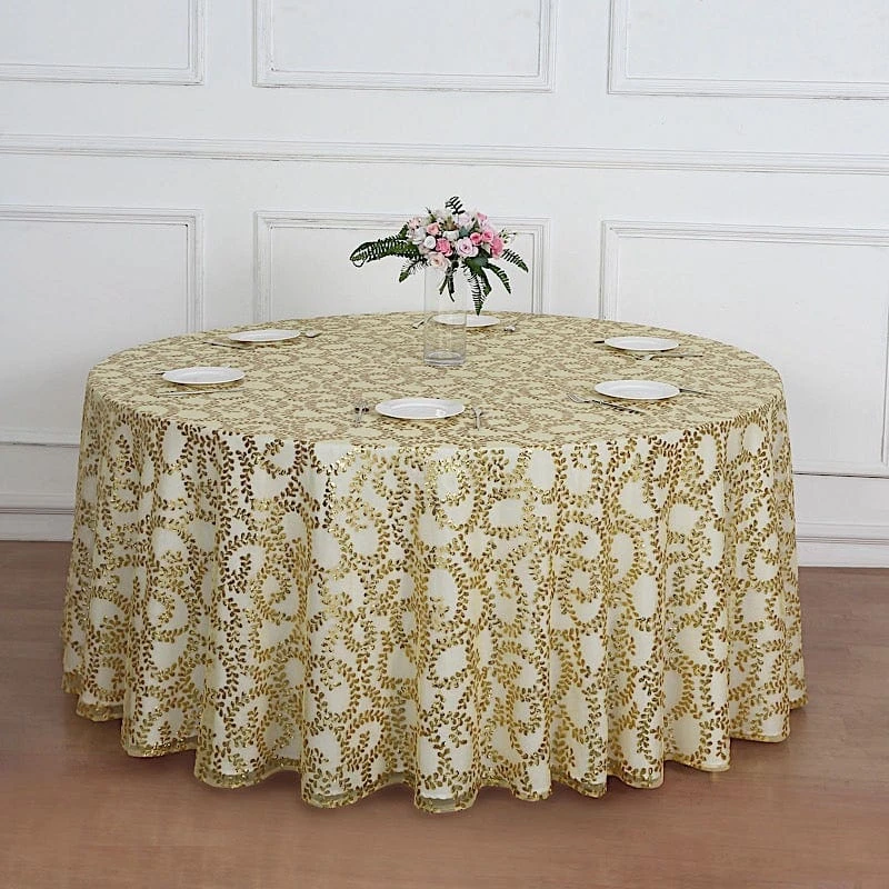 120" Sheer Tulle Round Tablecloth With Embroidered Sequins 16 120" Sheer Tulle Round Tablecloth With Embroidered Sequins - Image 14