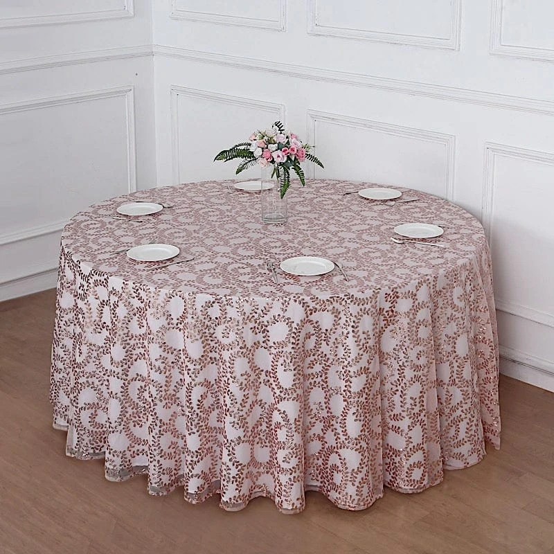 120" Sheer Tulle Round Tablecloth With Embroidered Sequins 5 120" Sheer Tulle Round Tablecloth With Embroidered Sequins - Image 3