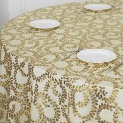 120" Sheer Tulle Round Tablecloth With Embroidered Sequins 37 120" Sheer Tulle Round Tablecloth With Embroidered Sequins -Optimal Home Decoration 120 sequin leaf embroidered seamless tulle round tablecloth 30906176012351