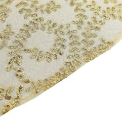 120" Sheer Tulle Round Tablecloth With Embroidered Sequins 38 120" Sheer Tulle Round Tablecloth With Embroidered Sequins -Optimal Home Decoration 120 sequin leaf embroidered seamless tulle round tablecloth 30906176045119