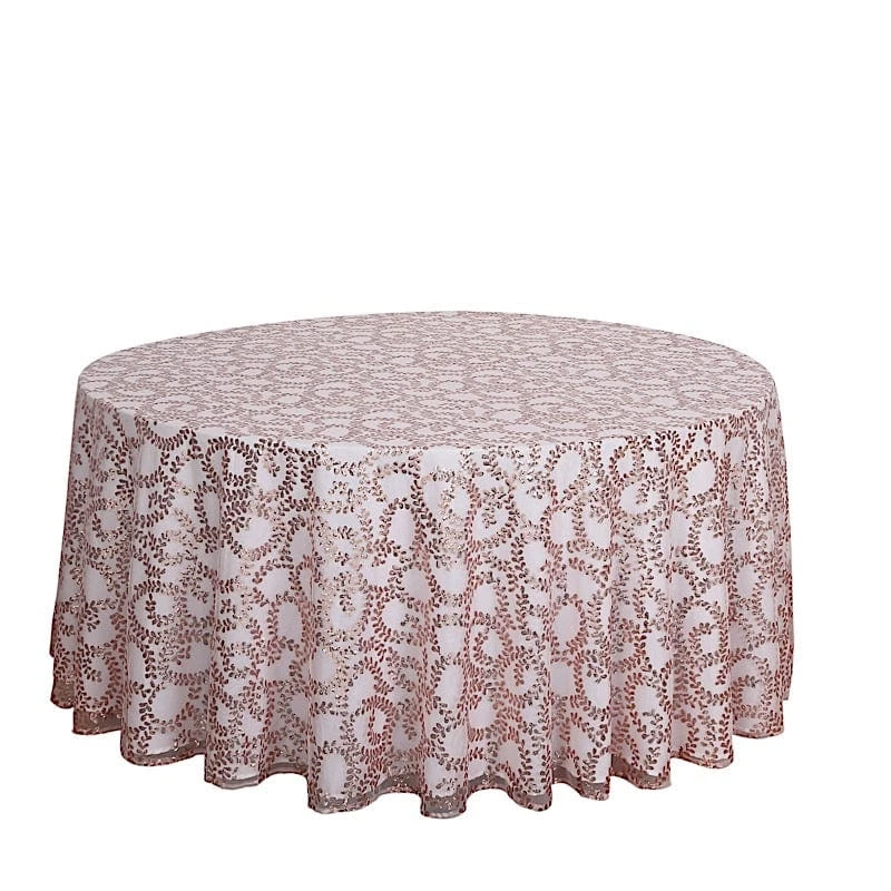 120" Sheer Tulle Round Tablecloth With Embroidered Sequins 3 120" Sheer Tulle Round Tablecloth With Embroidered Sequins