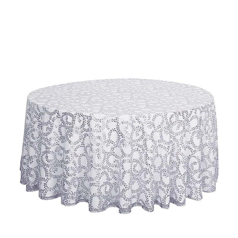 120" Sheer Tulle Round Tablecloth With Embroidered Sequins 20 120" Sheer Tulle Round Tablecloth With Embroidered Sequins - Image 18