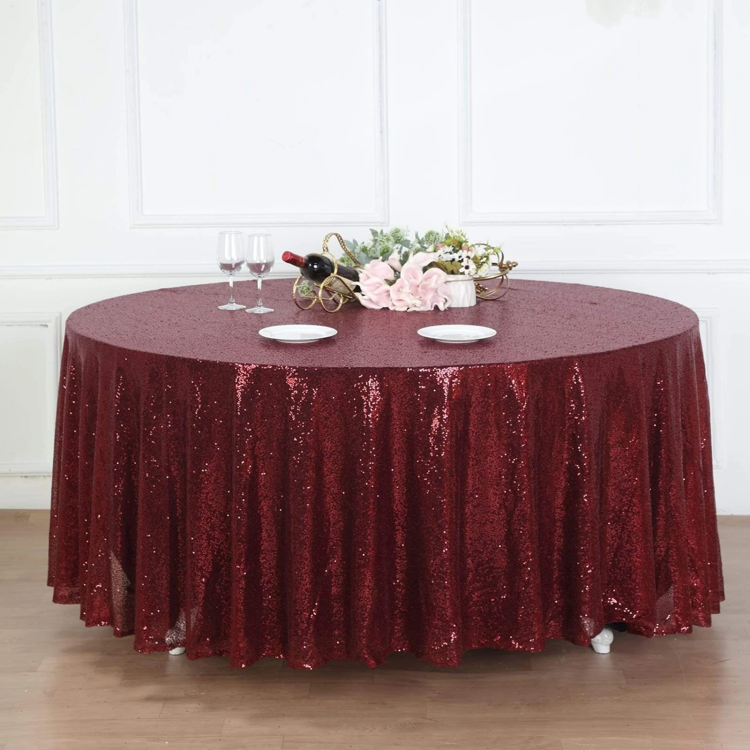 120" Sequined Round Tablecloth 4 120" Sequined Round Tablecloth - Image 2