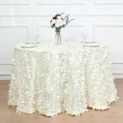 120" Taffeta Round Tablecloth With Leaf Petals Design 29 120" Taffeta Round Tablecloth With Leaf Petals Design -Optimal Home Decoration 120 taffeta round tablecloth with leaf petals design green 30251846729791