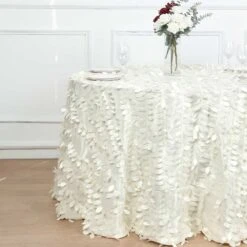 120" Taffeta Round Tablecloth With Leaf Petals Design 31 120" Taffeta Round Tablecloth With Leaf Petals Design -Optimal Home Decoration 120 taffeta round tablecloth with leaf petals design green 30251846762559