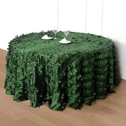 120" Taffeta Round Tablecloth With Leaf Petals Design 38 120" Taffeta Round Tablecloth With Leaf Petals Design -Optimal Home Decoration 120 taffeta round tablecloth with leaf petals design green tab leaf 120 grn 28094216863807