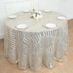 120" Tulle Round Tablecloth With Sequins And Geometric Pattern 37 120" Tulle Round Tablecloth With Sequins And Geometric Pattern -Optimal Home Decoration 120 tulle round tablecloth with sequins and geometric pattern 30740506345535