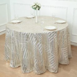 120" Tulle Round Tablecloth With Sequins And Geometric Pattern 36 120" Tulle Round Tablecloth With Sequins And Geometric Pattern -Optimal Home Decoration 120 tulle round tablecloth with sequins and geometric pattern 30740506476607