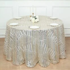 120" Tulle Round Tablecloth With Sequins And Geometric Pattern 32 120" Tulle Round Tablecloth With Sequins And Geometric Pattern -Optimal Home Decoration 120 tulle round tablecloth with sequins and geometric pattern 30740509294655