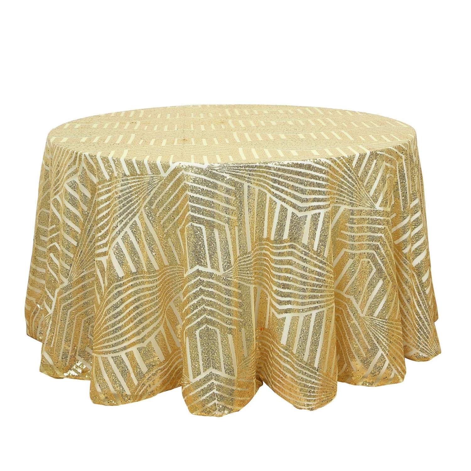 120" Tulle Round Tablecloth With Sequins And Geometric Pattern 21 120" Tulle Round Tablecloth With Sequins And Geometric Pattern - Image 19