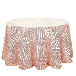 120" Tulle Round Tablecloth With Sequins And Geometric Pattern