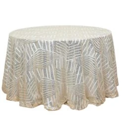 120" Tulle Round Tablecloth With Sequins And Geometric Pattern 31 120" Tulle Round Tablecloth With Sequins And Geometric Pattern -Optimal Home Decoration 120 tulle round tablecloth with sequins and geometric pattern tab 02g 120 chmp 30740506542143