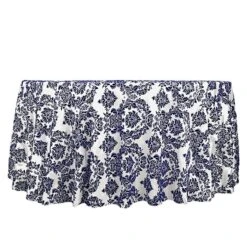 120" Velvet Damask Flocking Taffeta Round Tablecloth