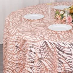 120" Mesh Round Tablecloth With Wavy Embroidered Sequins -Optimal Home Decoration 120 wave mesh round tablecloth with embroidered sequins 30898183798847