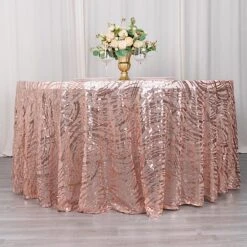 120" Mesh Round Tablecloth With Wavy Embroidered Sequins -Optimal Home Decoration 120 wave mesh round tablecloth with embroidered sequins 30898183864383