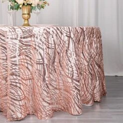 120" Mesh Round Tablecloth With Wavy Embroidered Sequins -Optimal Home Decoration 120 wave mesh round tablecloth with embroidered sequins 30898183897151