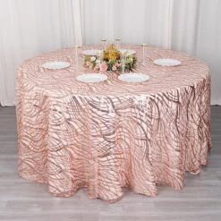 120" Mesh Round Tablecloth With Wavy Embroidered Sequins -Optimal Home Decoration 120 wave mesh round tablecloth with embroidered sequins 30898184028223